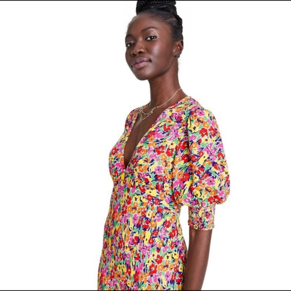 Rixo Floral Puff Sleeve Dress - Picture 3 of 13